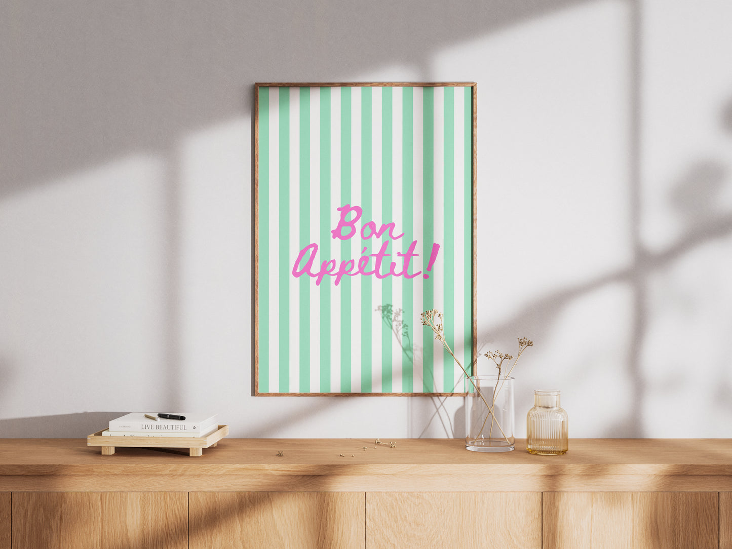 Bon Appétit Stripes (Mint) - Digital Poster (A3)