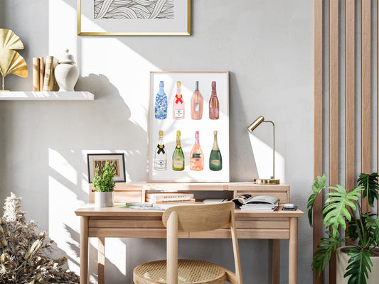 Champagne Bottles Set - Digital Poster (A3)