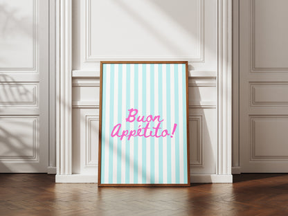 Buon Appetito Stripes (Blue) - Digital Poster (A3)