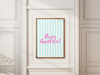 Buon Appetito Stripes (Blue) - Digital Poster (A3)