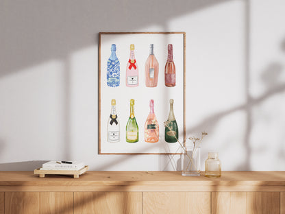 Champagne Bottles Set - Digital Poster (A3)