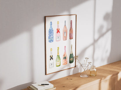 Champagne Bottles Set - Digital Poster (A3)