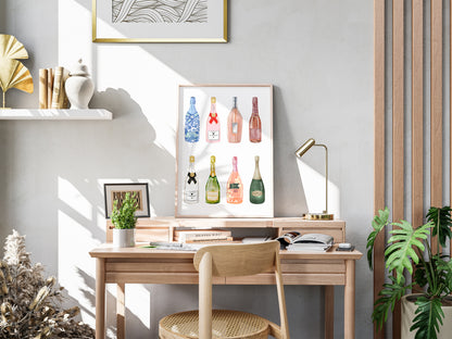 Champagne Bottles Set - Digital Poster (A3)