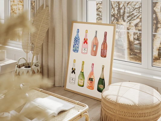 Champagne Bottles Set - Digital Poster (A3)