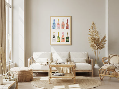 Champagne Bottles Set - Digital Poster (A3)