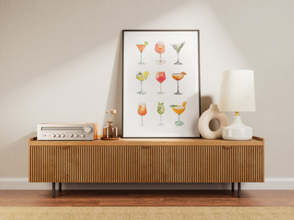 Cocktail Glasses Set - Digital Poster (A3)