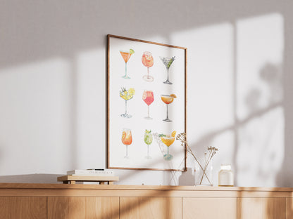 Cocktail Glasses Set - Digital Poster (A3)
