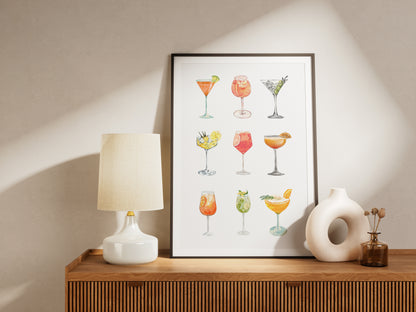 Cocktail Glasses Set - Digital Poster (A3)