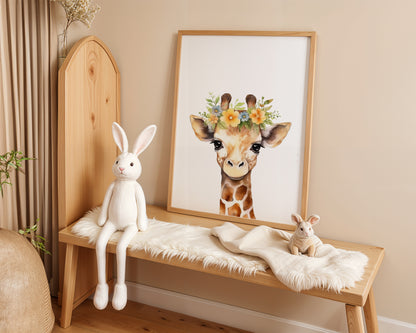 Giraffe with Floral Crown - Digital Poster (A3)