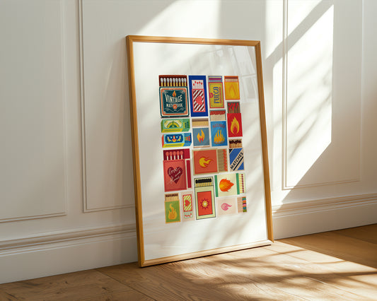 Vintage Matchbooks Grid - Digital Poster (A3)