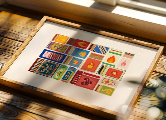Vintage Matchbooks Grid - Digital Poster (A3)