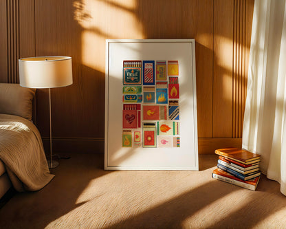 Vintage Matchbooks Grid - Digital Poster (A3)