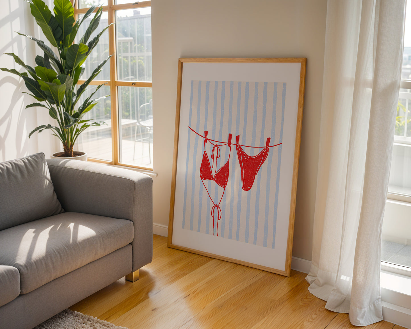 Red Bikini on Clothesline - Digital Poster (A3)