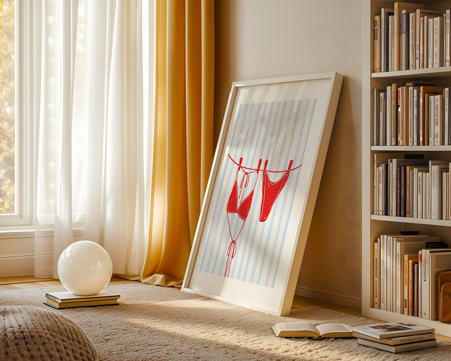 Red Bikini on Clothesline - Digital Poster (A3)