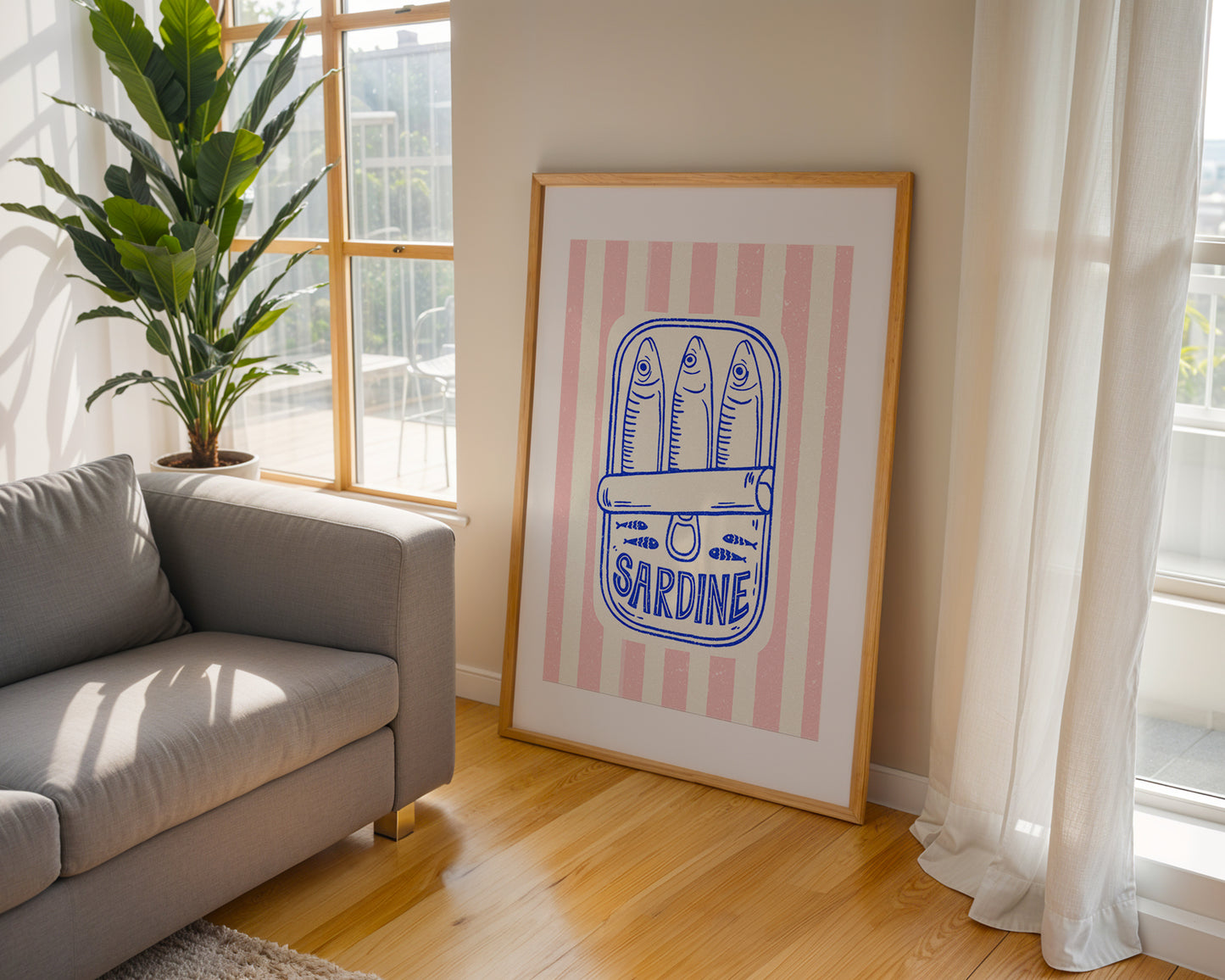 Sardine Tin on Pink Stripes - Digital Poster (A3)